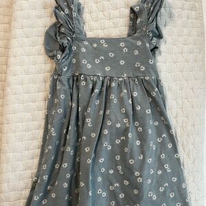 Rylee + Cru Blue Floral Mariposa Ruffle Dress